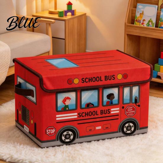 Soft Fabric Toy Safety Lid Box Foldable Bus Storage Chest School Treasure with And Reinforced