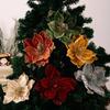 Glittering Holiday Floral Arrangement Soft Petal Artificial 26CM Flowers for Christmas Tree Winter Wedding Centerpiece Decor