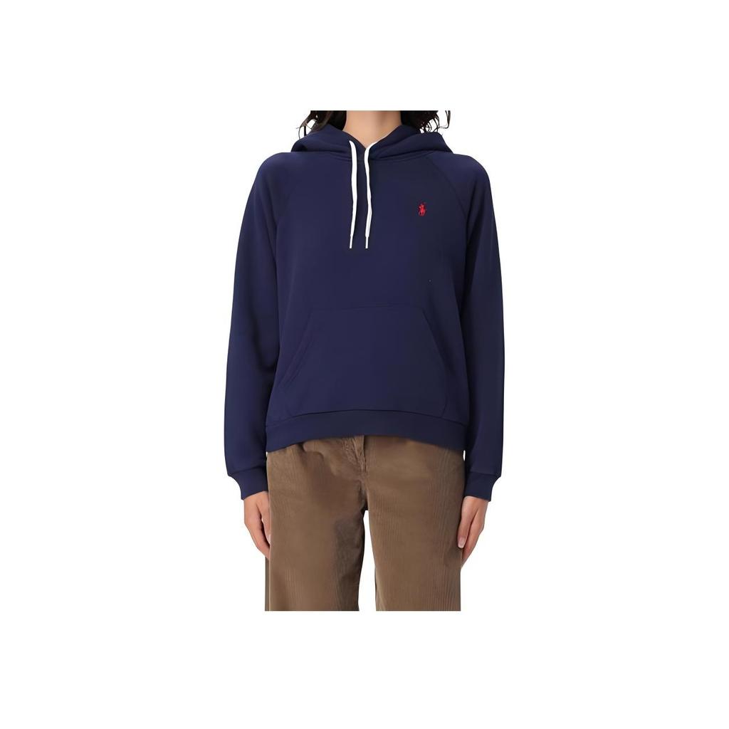 Polo Ralph Lauren Solid Color Logo Embroidered Hooded Pullover Raglan Long Sleeve Sweatshirt Women Sweatshirt Navy-Blue 211943007-002