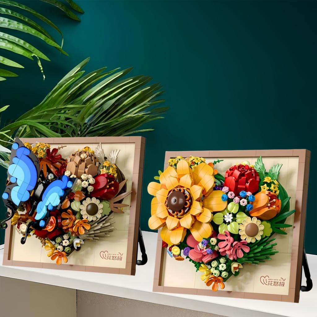 KNEW BUILT Innovative Building Block Flower 3D Po Frame Ornament-Ideal DIY DecorGift for GirlWall Hanging & Educational Toy