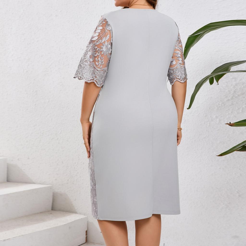 Women's Bead Patchwork Irregular Plus Size Hip Hugging Dress