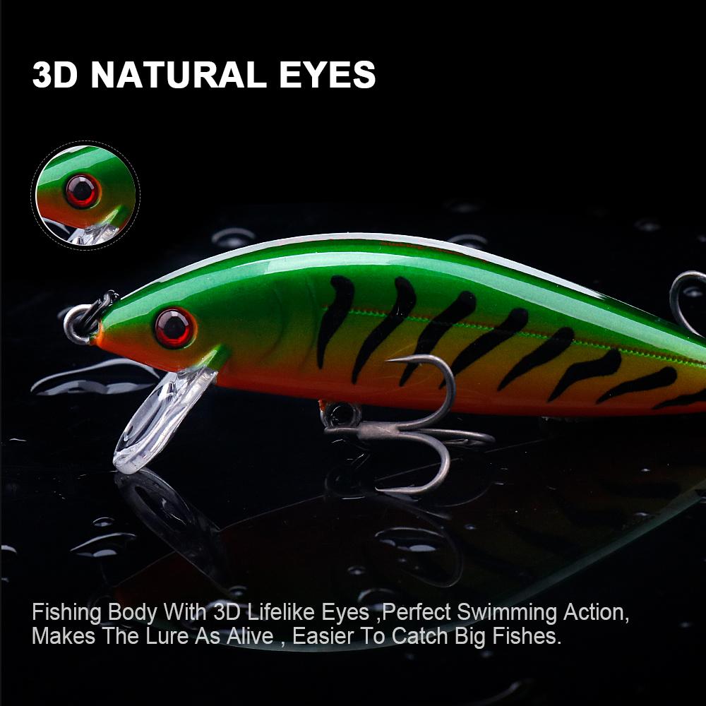 5 Sinking Minnows Fishing Lures Set with Tackle Box 70mm Hard Baits for Bass Trout Pike Jerkbait Crankbait Kit