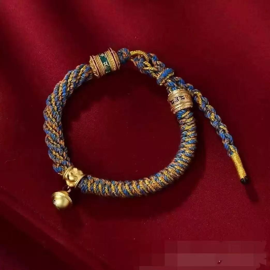 

Тибетская шестислоговая мантра красный плетеный браслет, пятицветный шнур для мужчин и женщин, этническое украшение года Бэнмин. Standard синий