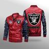 Thickened NFL Leather Jacket Printed Large Size Gift Spring and Autumn Thin Men's Bike Jacket Raiders Baseball Uniform