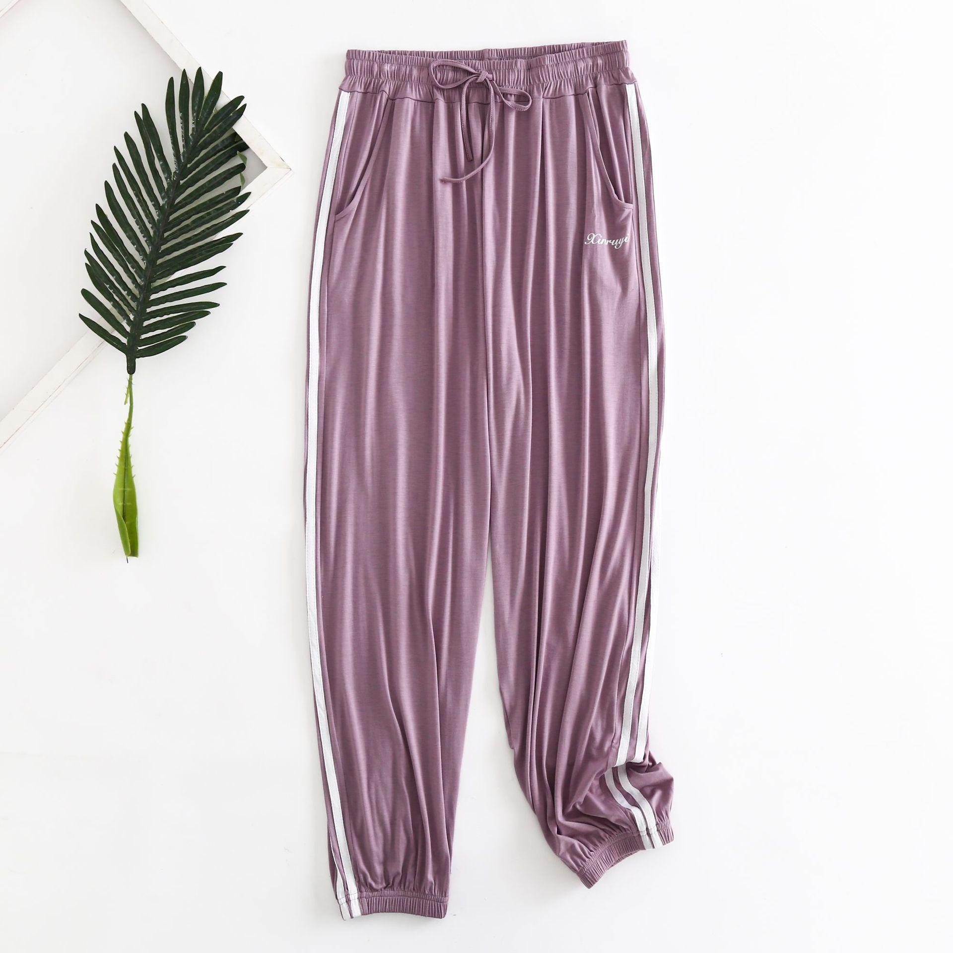 

Хлопковые гаремные брюки модал в полоску с высокой талией - Большой размер, Повседневные, Разноцветные для весны/лета Medium