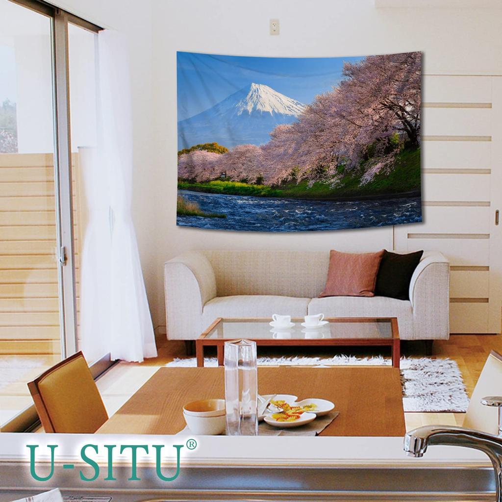 Tapestry Wall Hanging Kawazu Cherry and Dancing Cherry Natural Stylish Fabric Interior Change the Atmosphere 100cm Long x 150cm GT0032A U-SITU Decor,