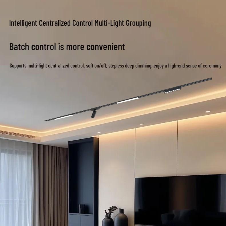 Ultra-Thin Magnetic Surface-Mounted Track Lighting, 5.5mm, No Ceiling Needed, White Smart Spotlights for Home Living Room