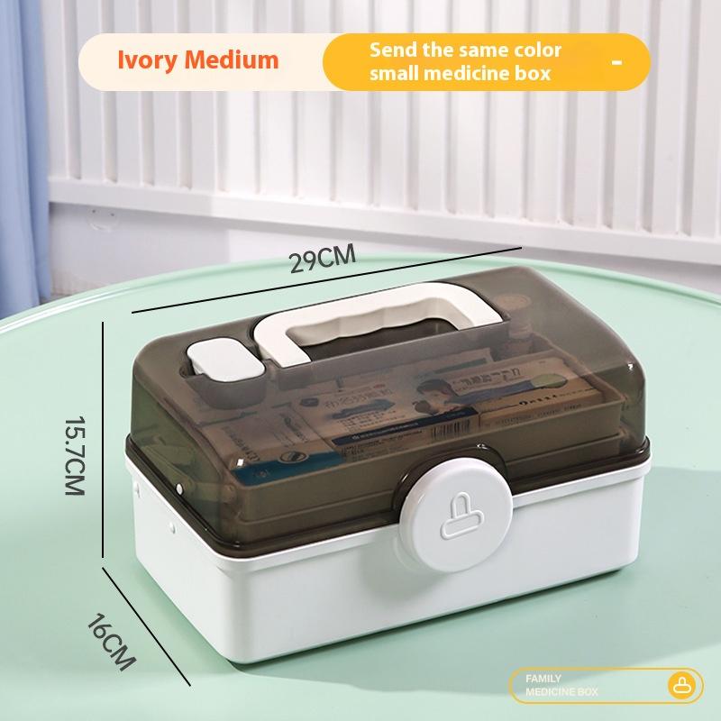 1 Piece of White Household Medicine Classification Box, Large Capacity and Multiple Layers, a Must-have for Home Storage
