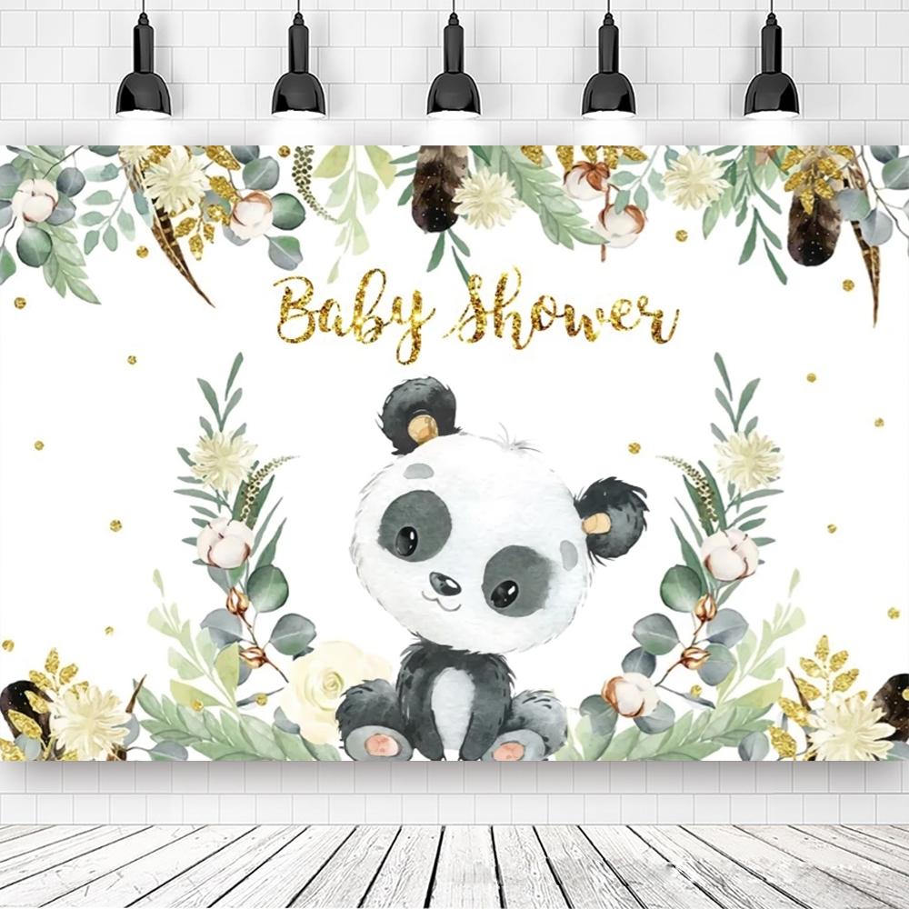 Panda Narozeninová Party Bambusový Kreslený Plakát vlastní Dětský Novorozený Portrét Fotografie Pozadí Fotografie Foto Booth Foto Studio