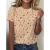 Summer New Round Neck Loose Short Sleeve Retro Casual T-shirt Women's 3D Casual Color Printing