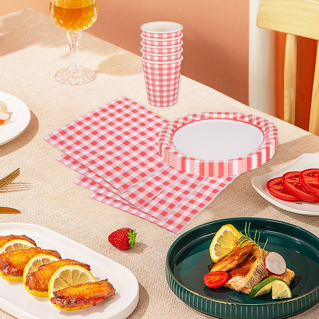 Vibrant Patterns And Bright Colors Disposable Dessert Plates For Party Supplies Paper Plates Gingham