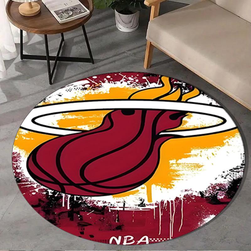 Heat Miami Team Spirit Round Rug for Livingroom,Bedroom, Palyroom, Chair Rug, Area rug, Circle Carpet, Large Size Fan Christmas gift
