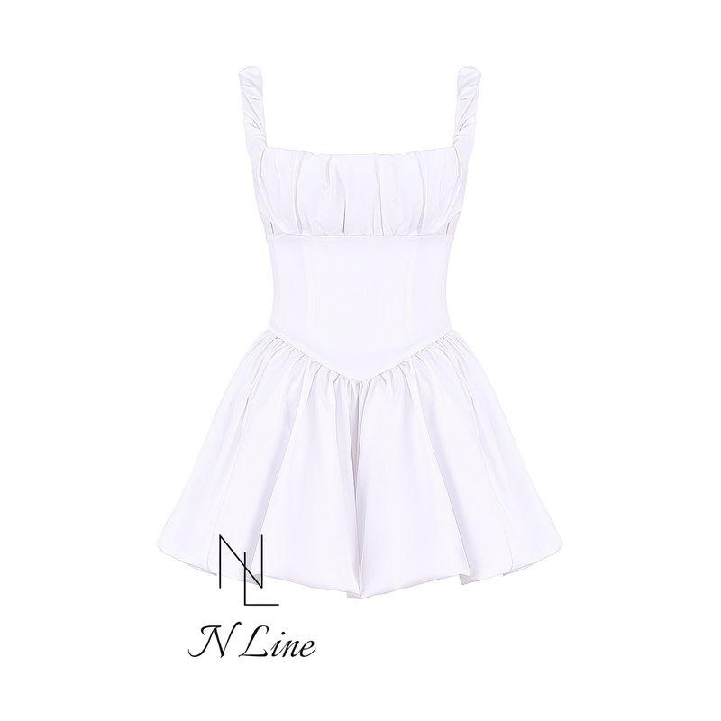 

Fashion Direct Purchase House of CB New Sexy Waist Trimming Tulle Square Collar Pettiskirt Mini Dress White L +