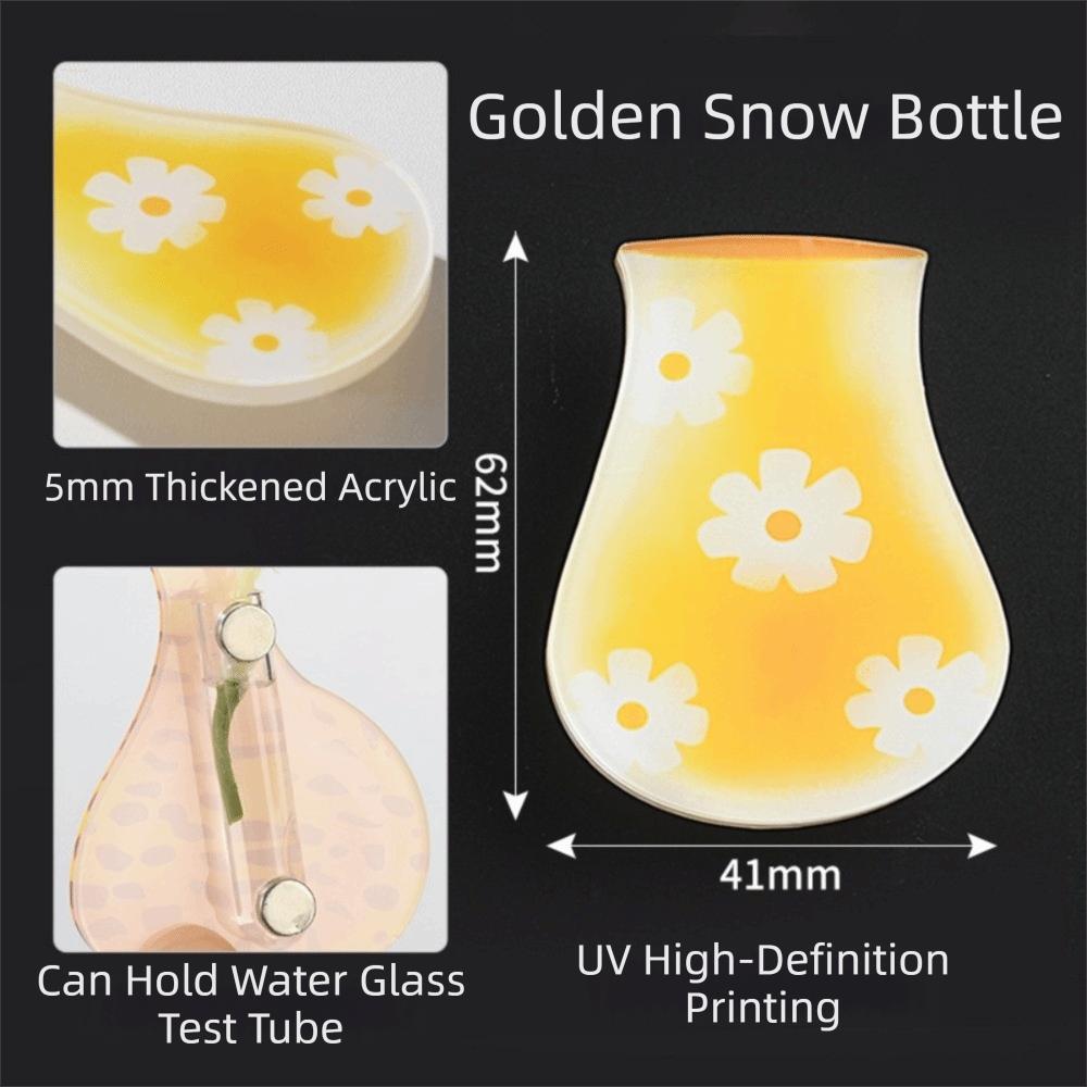 Acrylic Mini Vase Fridge Magnets Magnetic Simulation Plant Fridge Magnet Floral Arrangement Refrigerator Magnets жёлтый