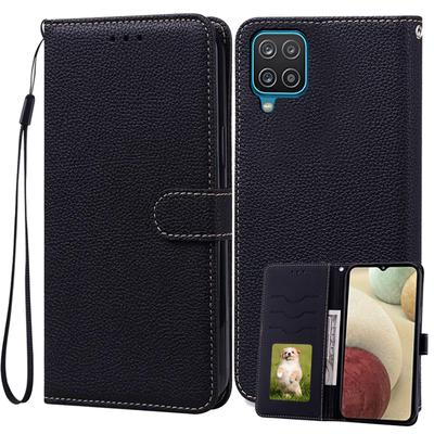 For Samsung Galaxy A12 Case Luxury Grainy Leather Wallet Flip Phone Cases For Samsung A12 Coque A 12 6.5" Card Slot Stand Holder Cover