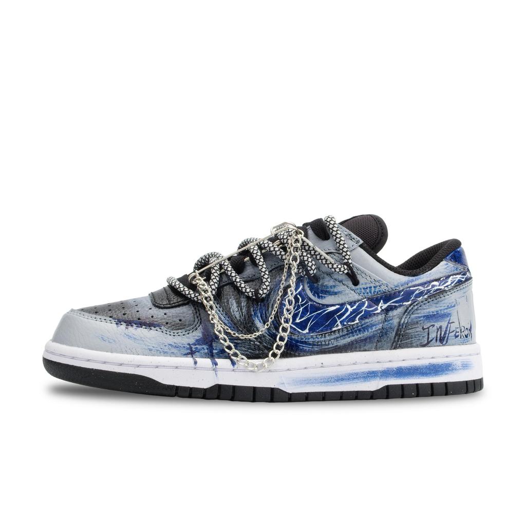 Nike Big Monster Lab, Hellfire Slip Resistant Abrasion Resistant Low top Skateboard Shoes Unisex Blue Black 355152-016(Team445-)