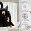 Cute Black Cat Shower Curtain Big Eyes Design Bathroom Decor Animal Art Waterproof Bath Curtain