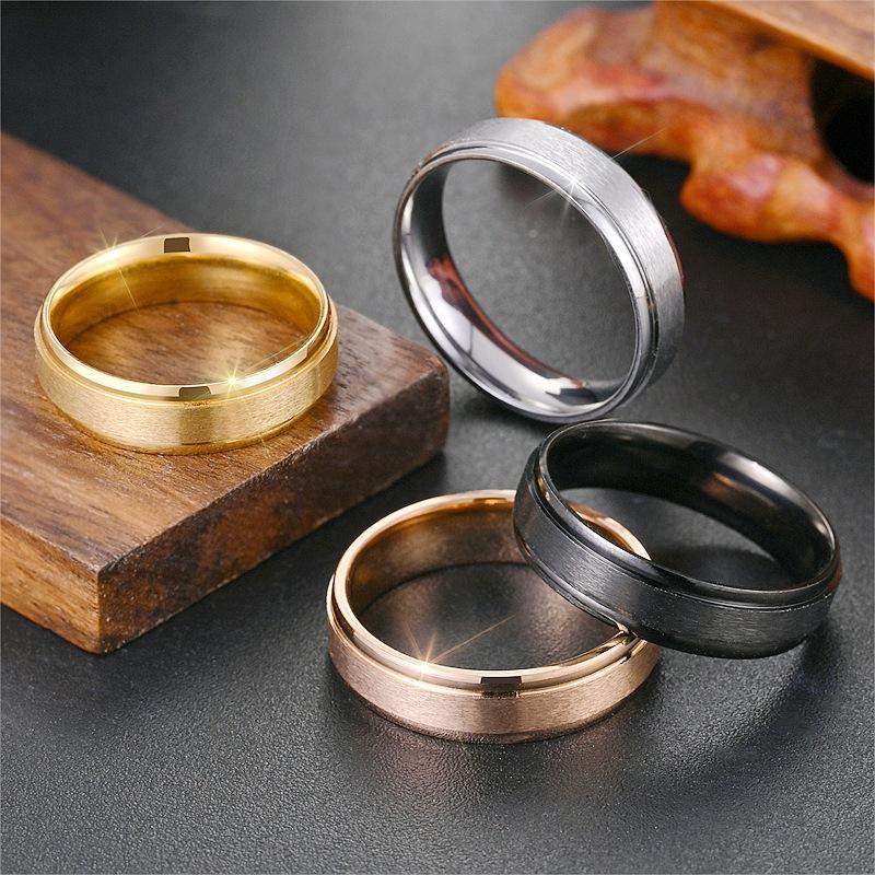 Fashion titanium steel ring 6mm bilateral ball matte simple niche couple ring temperament hand jewelry
