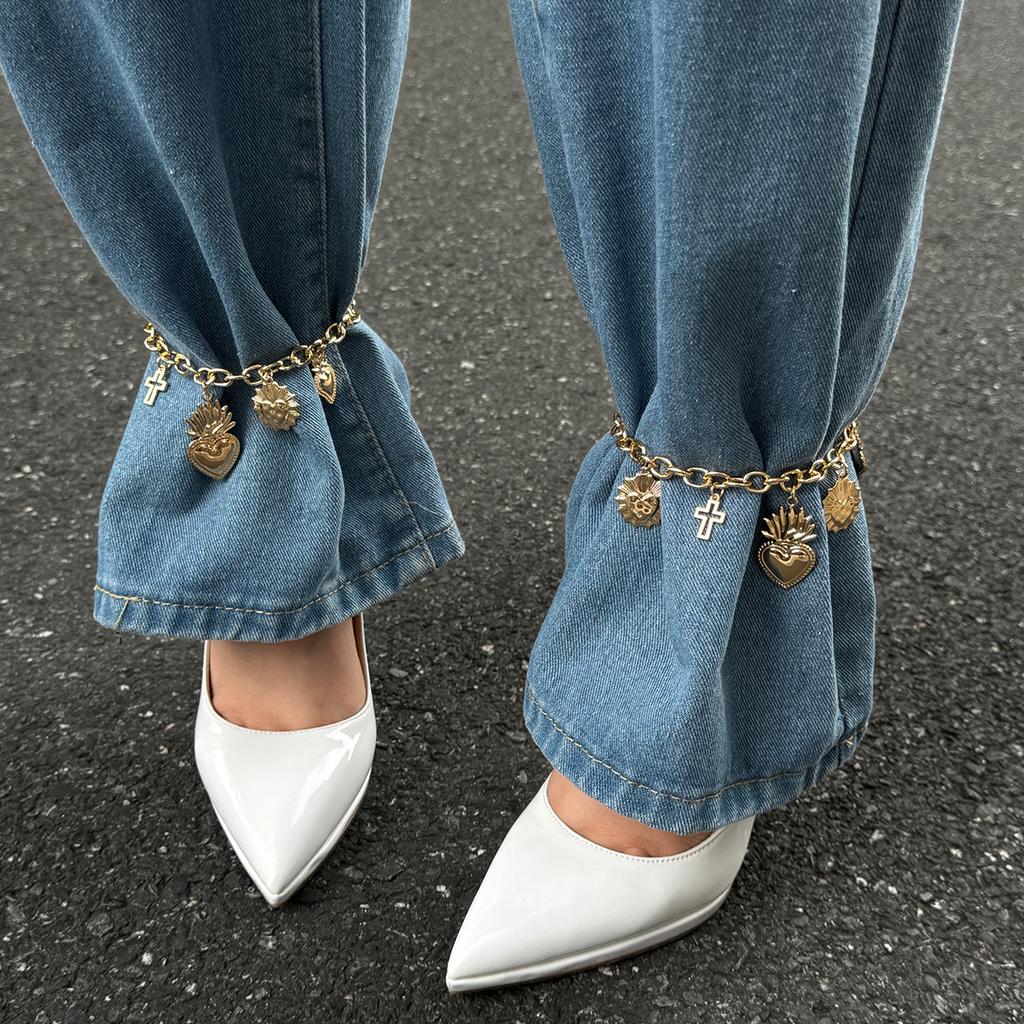 Personalized Metal Imitation Pearl Heart Chain  Foot Ankle Beach Party Jewelry For Women Girl Foot Bracelet Anklet Gifts
