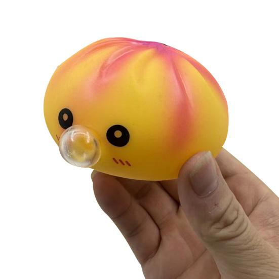 Bubble Blowing Dumpling Squeeze Toy with Steamer Box Soft Steamed Bun Sensory Toy Decompression Dough Stress Ball Fidget Toy