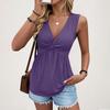 Bluse Casual da Donna a Maniche Corte con Scollo a V Davanti in Tessuto Morbido Camicie da Donna a Maniche Corte per l'Uso Quotidiano