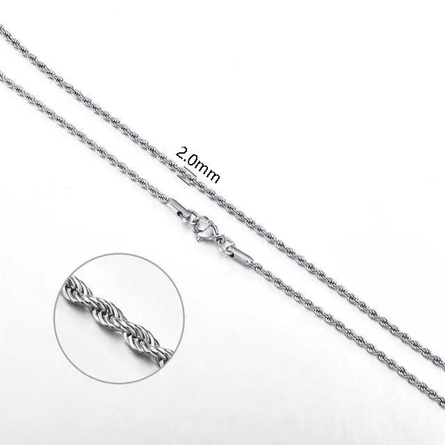 ALIZERO 925 Silver 2MM/3MM/4MM Twisted Rope Chain Necklace For Women Man Silver Necklaces Fashion Wedding Party Jewelry Gifts