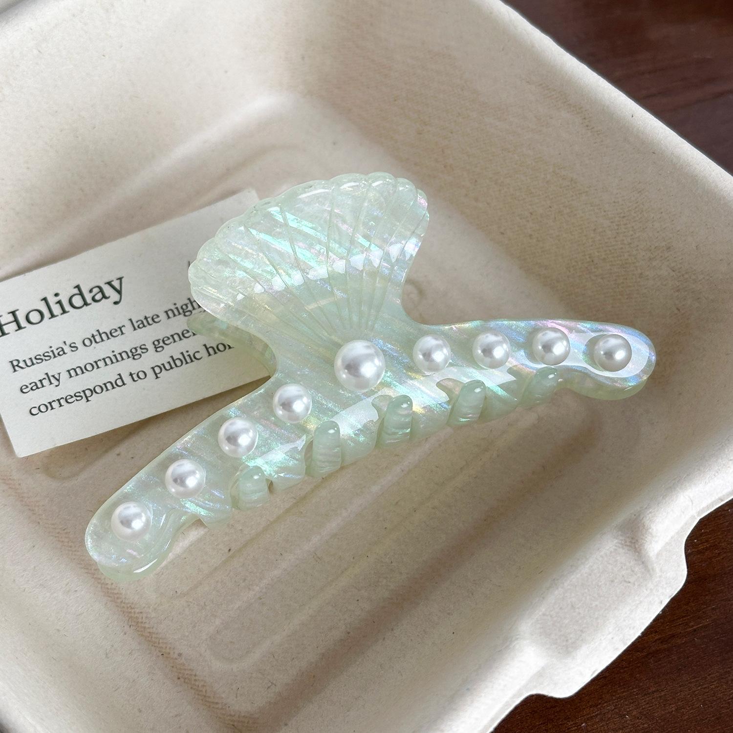 

Style Premium Korean Versatile Pearl Shell Acetate Hair Claw Clip For Elegant Updos Cyan9.3cm