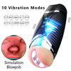 Male Masturbation Electric Automatic Vibrator Voice Heating Vagina Puss Blowjob for Adult 18 Men Penis Trainer