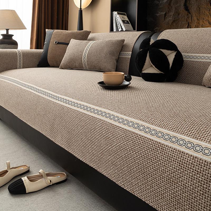 New Sofa Cushion Solid Color Four-Season Universal Light Luxury High-Grade Straight Non-Slip Leather Seat Cushion Cover Cover Towel