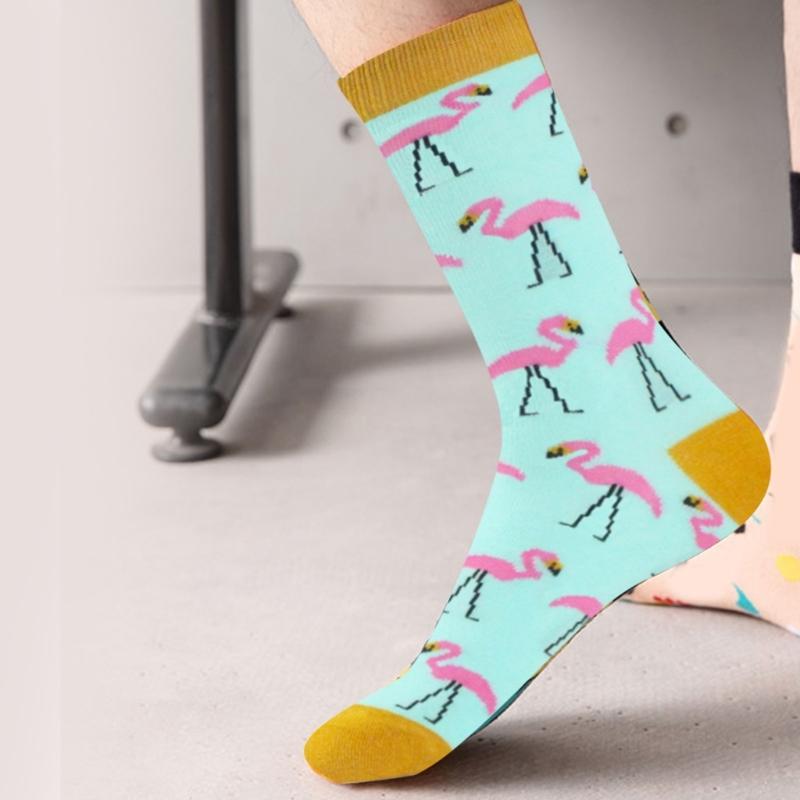 5 Pairs Novelty Funny Unisex Colorful Flamingo Pattern Crew Socks Hosiery for Everyday Wear School or Outdoor Activity