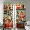 Farmhouse Retro Kitchen Patterned Printed Curtains Window Decorations Home Room Curtain For Cooking Area Made Of Polyester