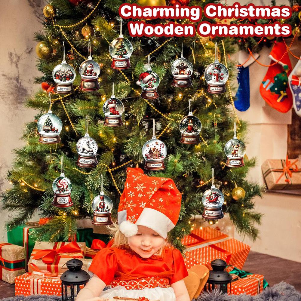 36/45pcs Christmas Tree Ornaments Christmas Wooden Pendants Xmas Tree Hanging Ornament for Christmas Tree Decorations