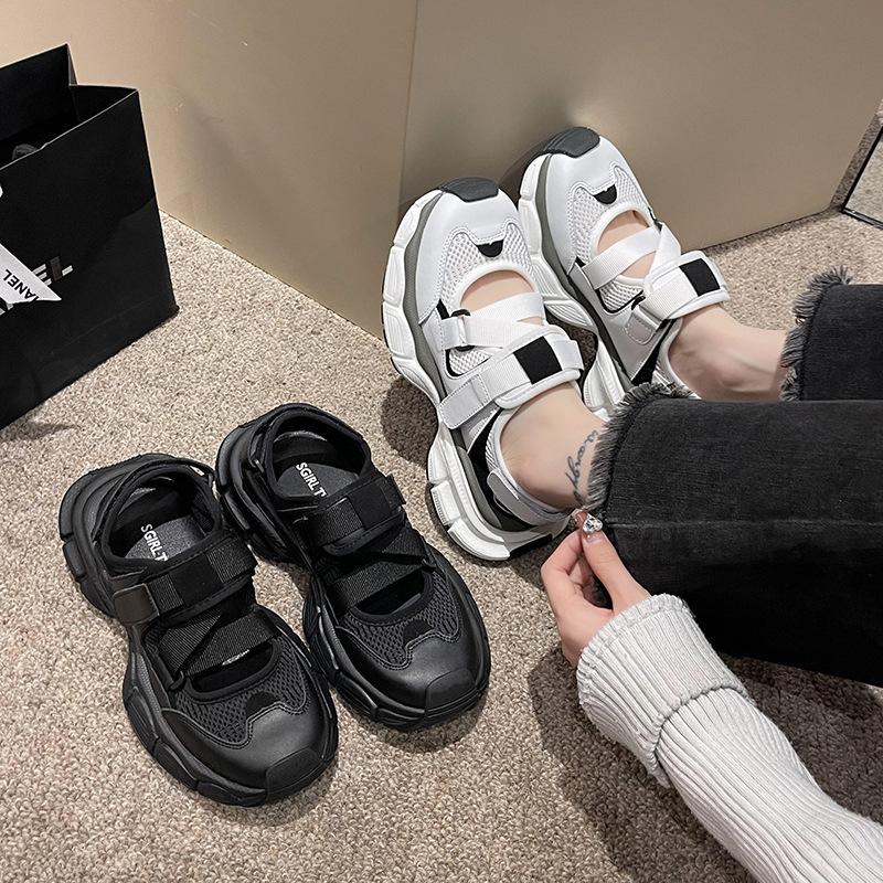Fashion Women Summer Thick Bottom Casual Sandals Girls Student Outdoor Vintage Non-Slip Slides Jogging Sneaker Fashion Tennis Mesh Shoes