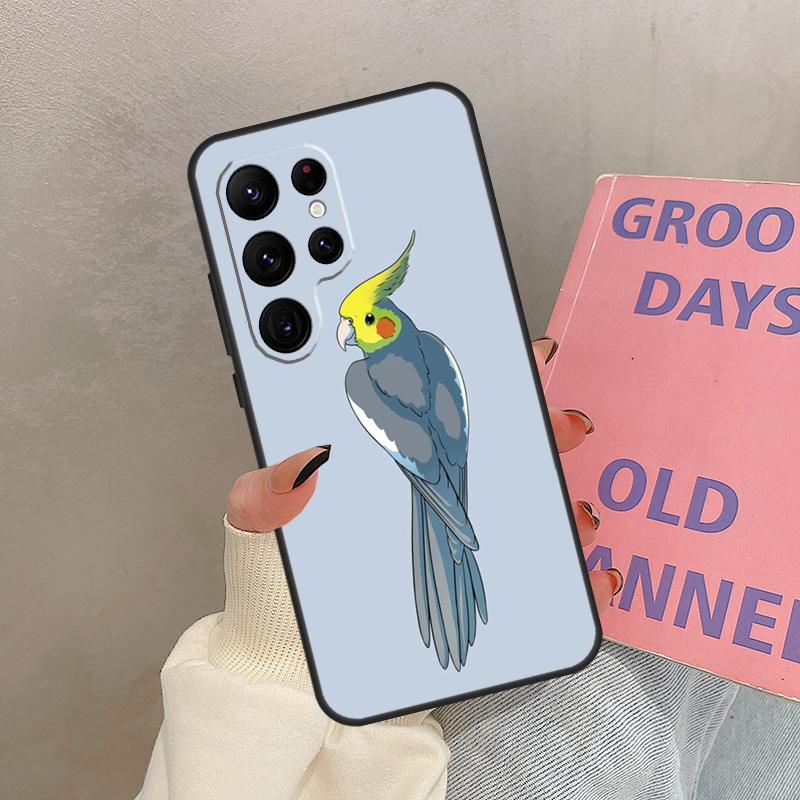 Cartoon Animal Chubby Cockatiel Case For Samsung Galaxy S25 Ultra S20 S21 S22 S23 S24 Ultra S9 S10 Plus S25 FE Cover Coque