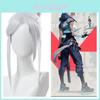 Valorant Jett Cosplay Wig Chic Silver Ponytail Short Hair Style