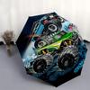 Podróżny Parasol Tematyczny Monster Truck 8 Żeberek Automatyczne Otwieranie i Zamykanie, Przenośna Składana Konstrukcja, Kompaktowy i Stylowy Parasol Odpowiedni do