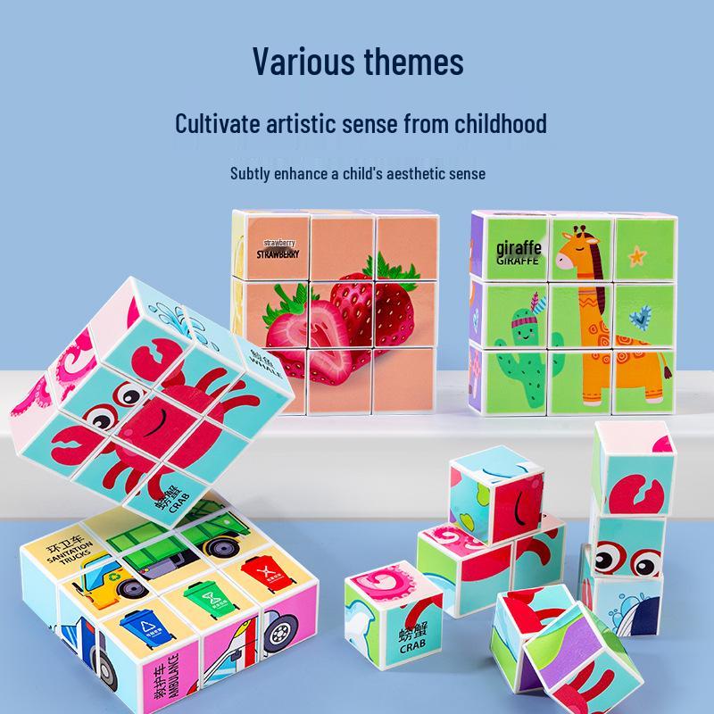 Early Education Magnetic Building Blocks - 3D Cartoon Animal Puzzle Cubes