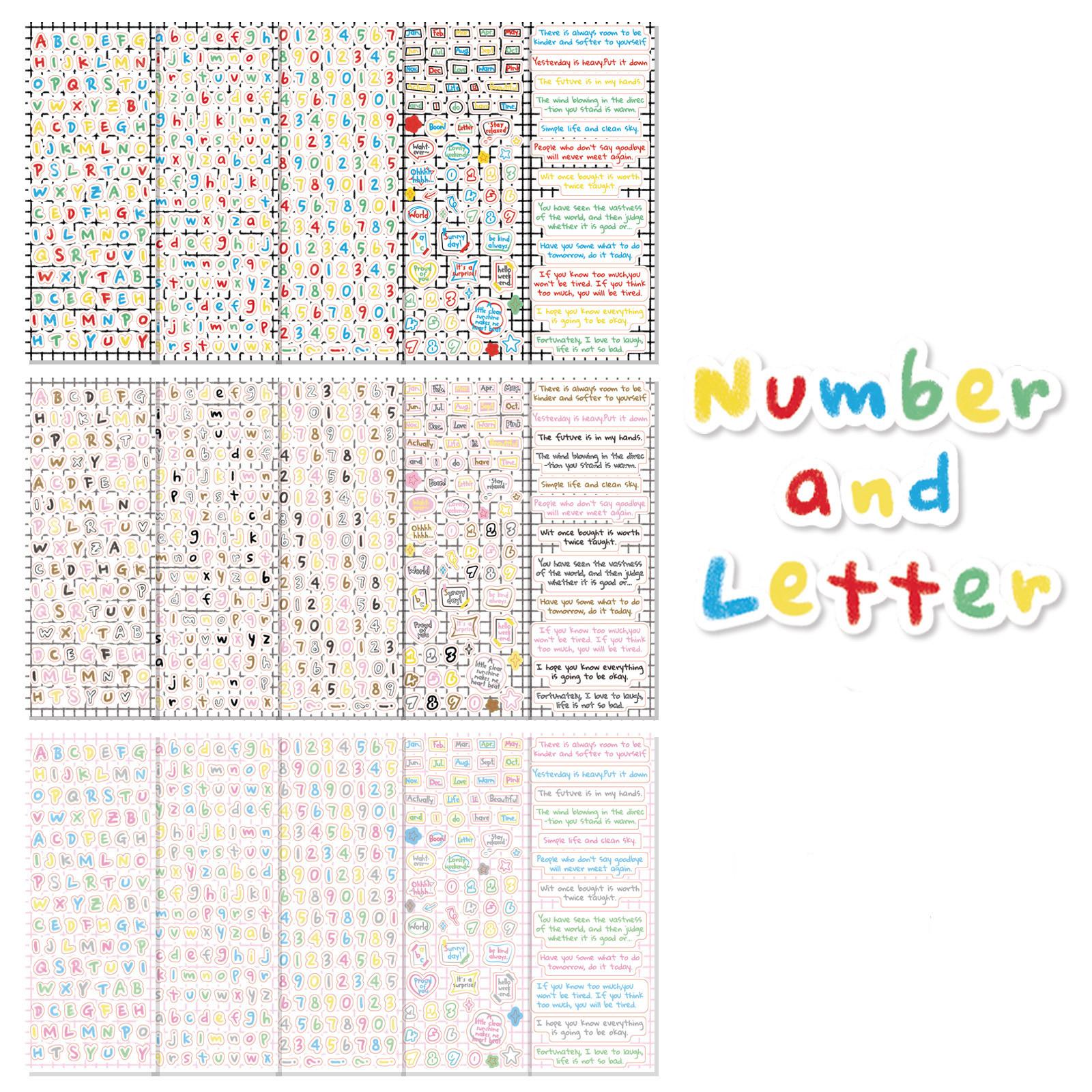 

15 листов/комплект, шикарная наклейка с милыми цифрами и буквами для скрапбукинга, журнала для студентов, креативная модная наклейка для декора «сделай сам», наклейка для фотокарты