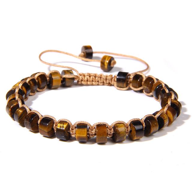 Vintage Boho Natural Stone Bracelet 3x6mm Agates Tiger Eye Beaded Chakra Bracelets Bangles Adjustable Jewelry For Women Men Gift