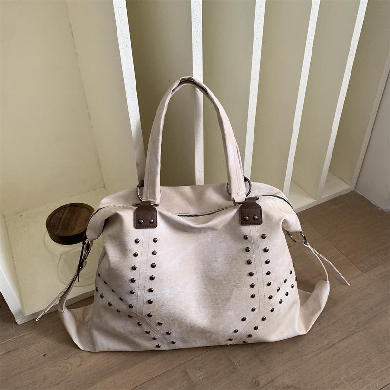 Women Fashion Rivet Large Capacity Shoulder Tote Bag Casual Daily Commute Underarm Bag