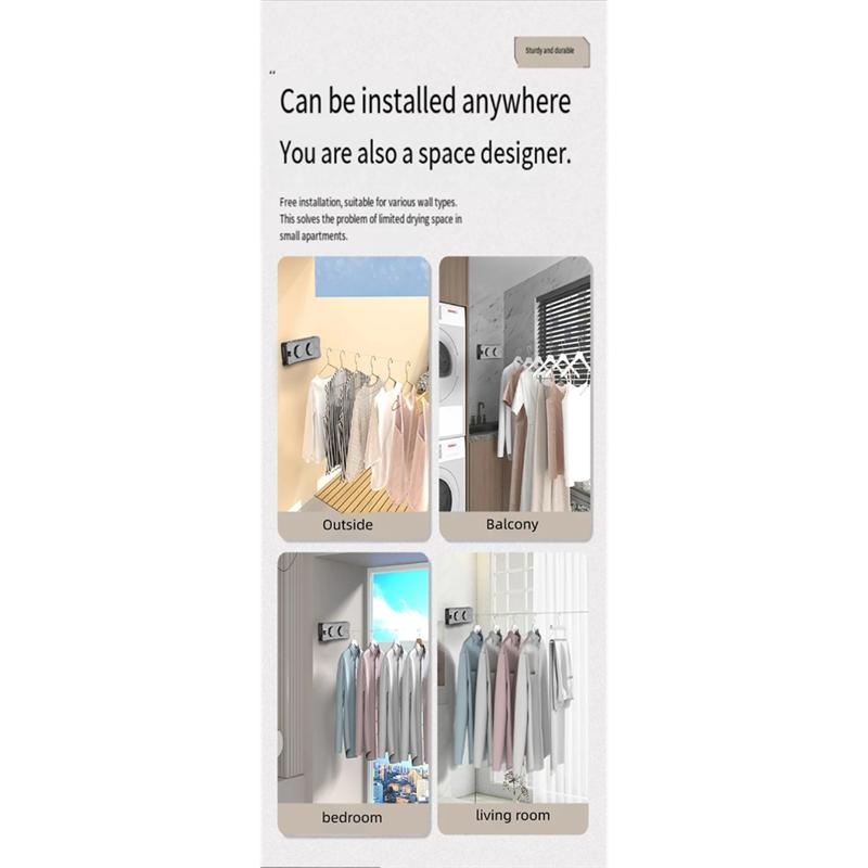5.1 Meters Retractable Clothesline Dryer Indoor/Outdoor Bathroom Drying Rack Clothes Rack Laundry Drying Hanger Double