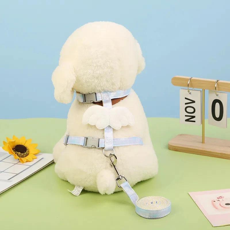 

New angel wing dog lead harness style dog leash for medium and small breeds such as teddy and corgi pet collars S синий