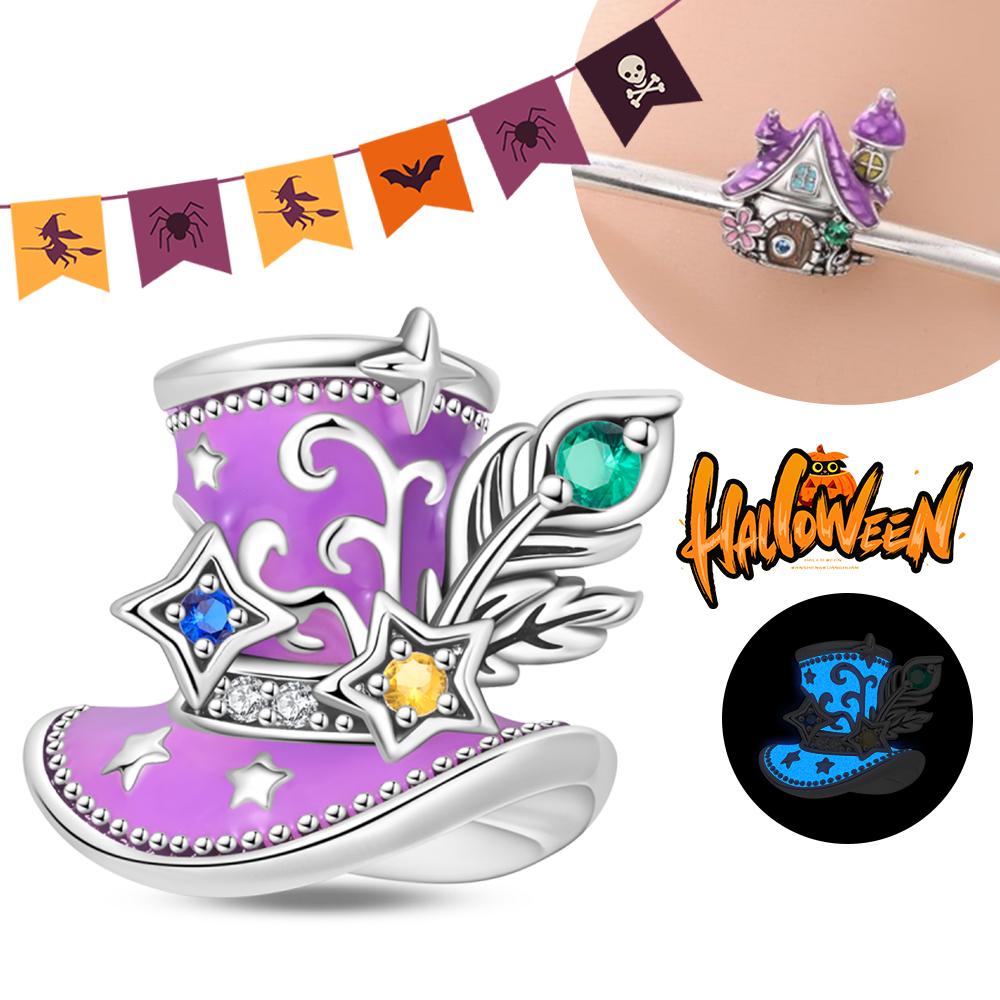 Halloween Party Copper Luminous Skeleton Coffin Pendant Beads Fit Charms Bracelet For Jewelry Making Women Gifts