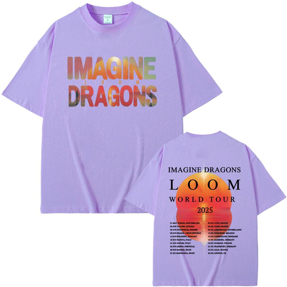 Rock Band Imagine Dragons Loom World Tour 2025 T Shirts Men Women Gothic Vintage Oversized Tshirt Unisex Casual Cotton Tshirt