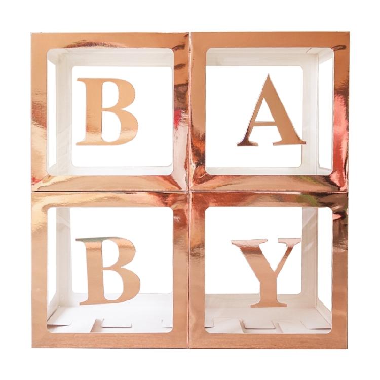 Set of 4 Baby Boxes with Letters Wedding Birthday Party Decoration Photo Props