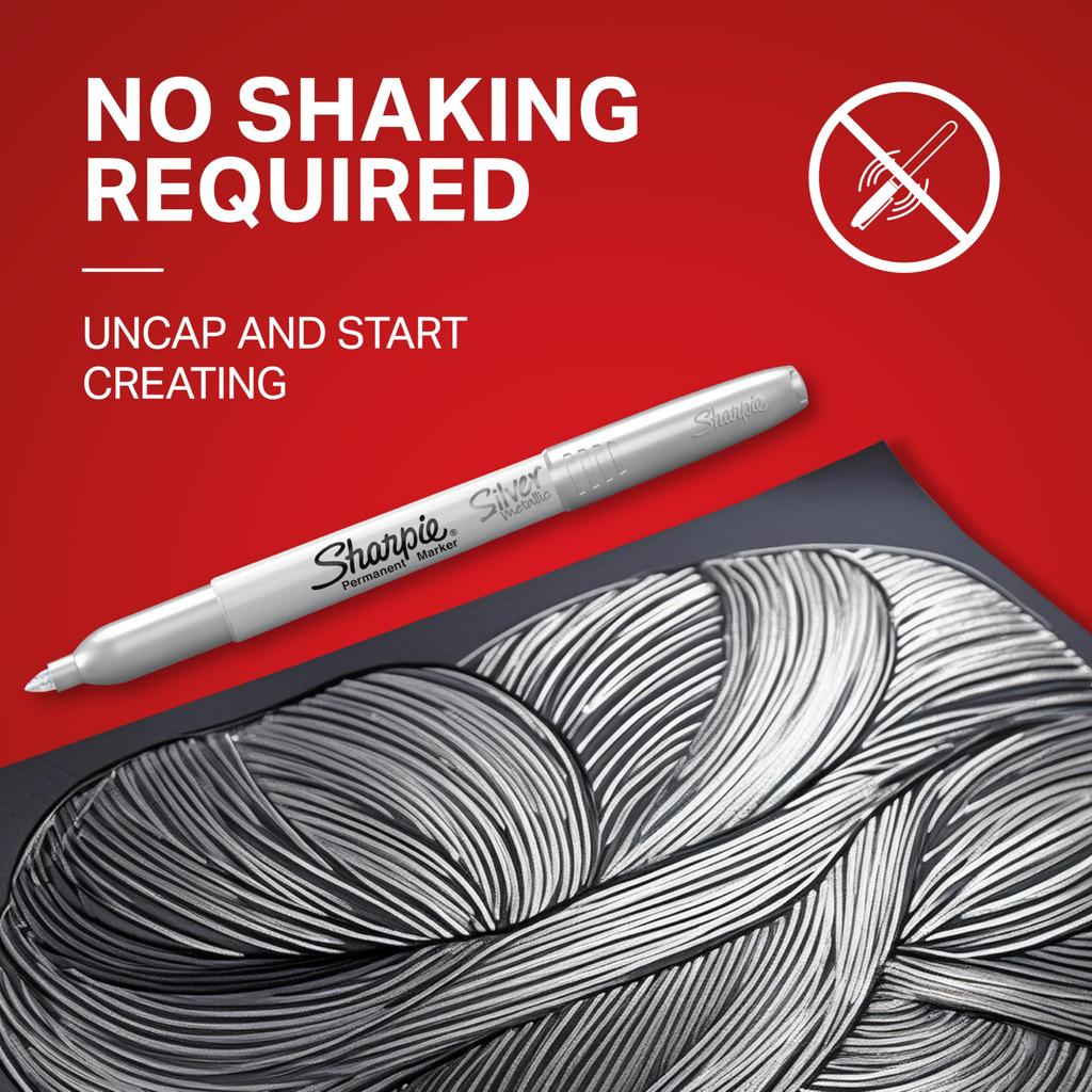 Sharpie Metallic Silver Medium Tip Item 39100 Oil-Based Marker, 12-Pack, (F), No.