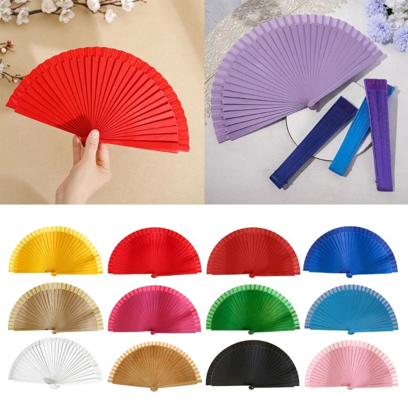Traditional Wooden Hand Fan Classical Vintage Spanish Solid Color Folding Fan