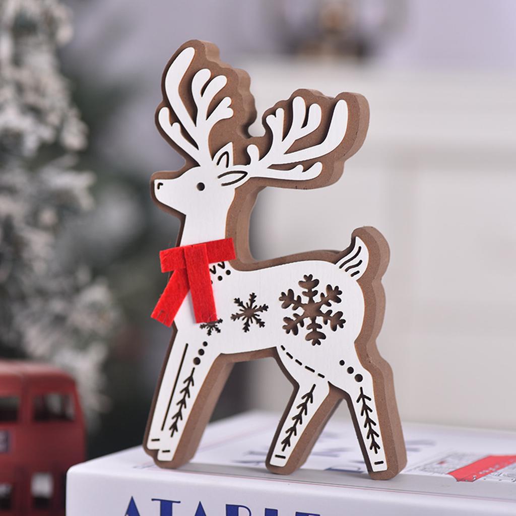 Christmas Elk  Wooden Ornaments Christmas Decorations Deer Ornaments Christmas Desktop Window Deer Decoration