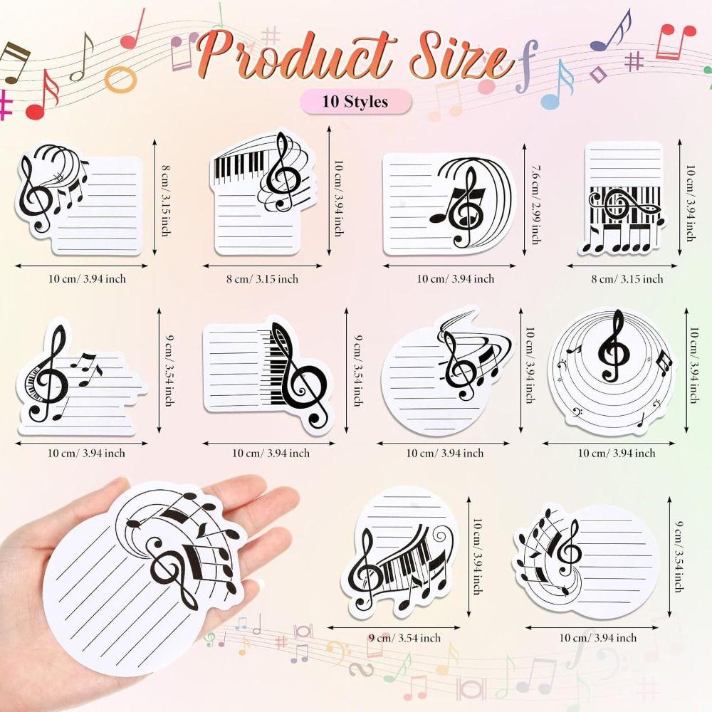 10Pcs/Set Smooth Writing Music Note Sticky Notes Various Music Shapes Writing Memo Pad  Notebooks