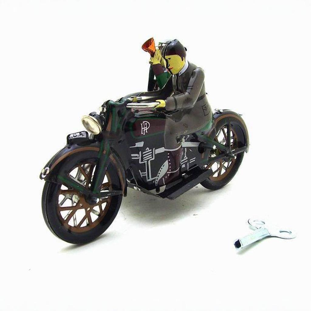 Vintage Men on Tin Tricycle Tin Toy Nostalgic Wind Up Collectible for Home or Coffee Shop Decoration